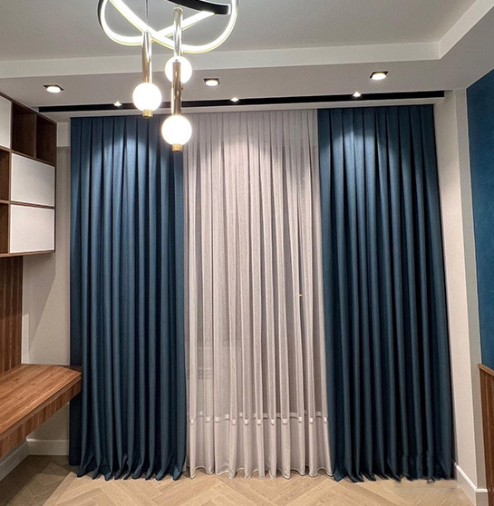blue Blackout Curtains with sheer curtains