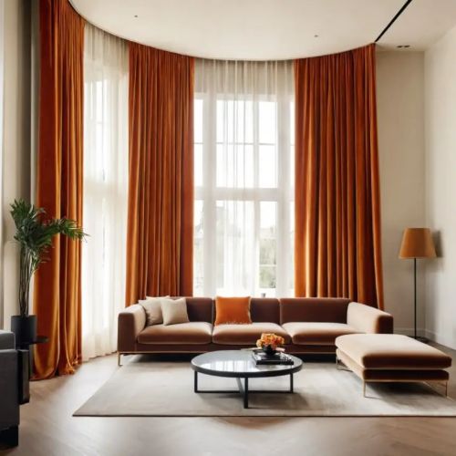 Full-length living room drapes