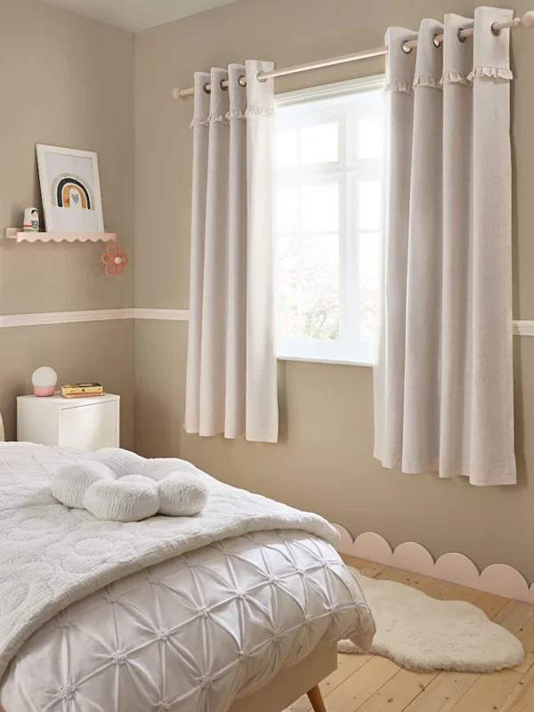 Natural Frill Eyelet Blackout Curtains