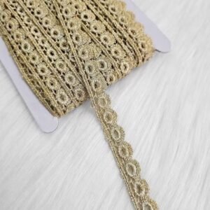 15 Yards Gold Shiny Floral Design Border Lace 1.5cm Wide for Crafts Sewing