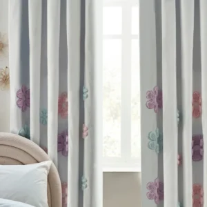 White Applique Daisy Eyelet Blackout