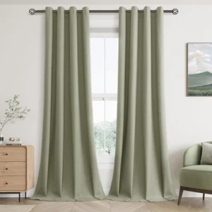 Dark Green Linen Curtains