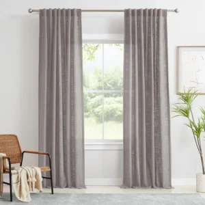 Lesley Linen Blend Curtains Ash Plum