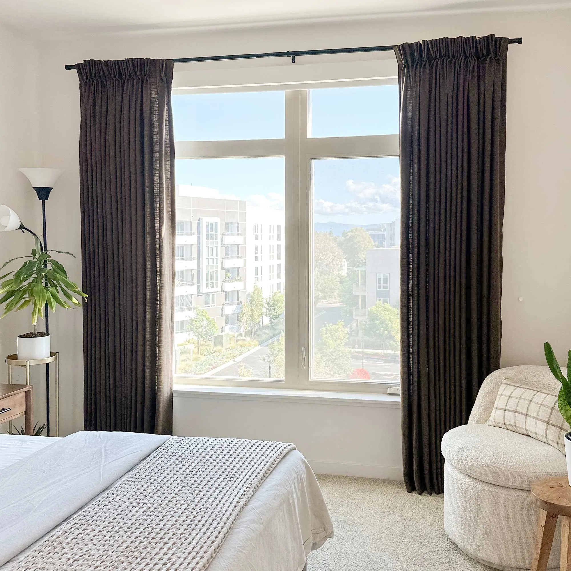 Lesley Linen Blend Curtains Brown