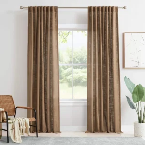 Lesley Linen Blend Curtains Light Brown
