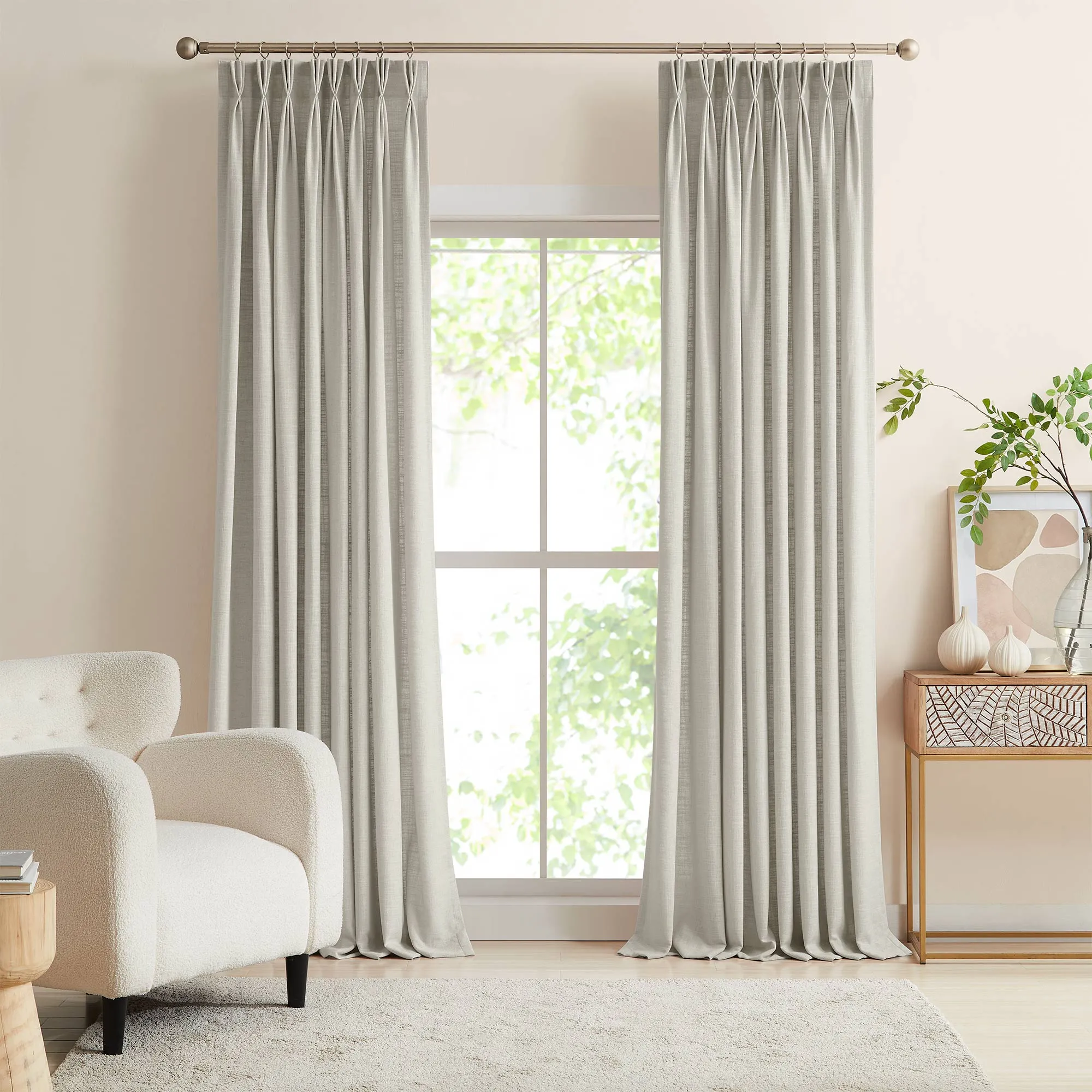 Lesley Linen Blend Curtains Light Gray