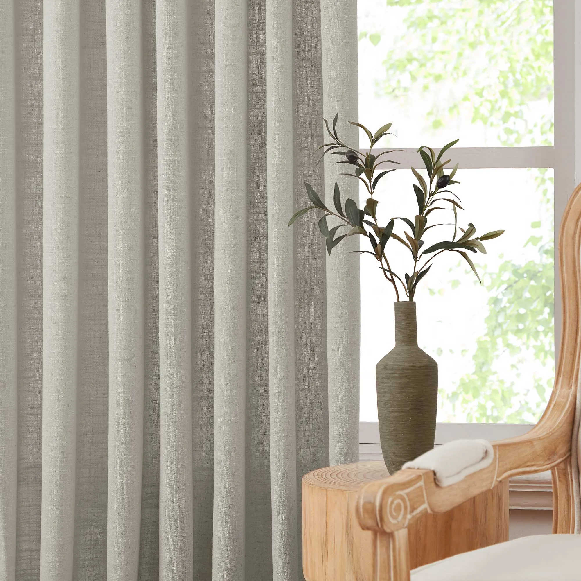 Lesley Linen Blend Curtains Light Gray