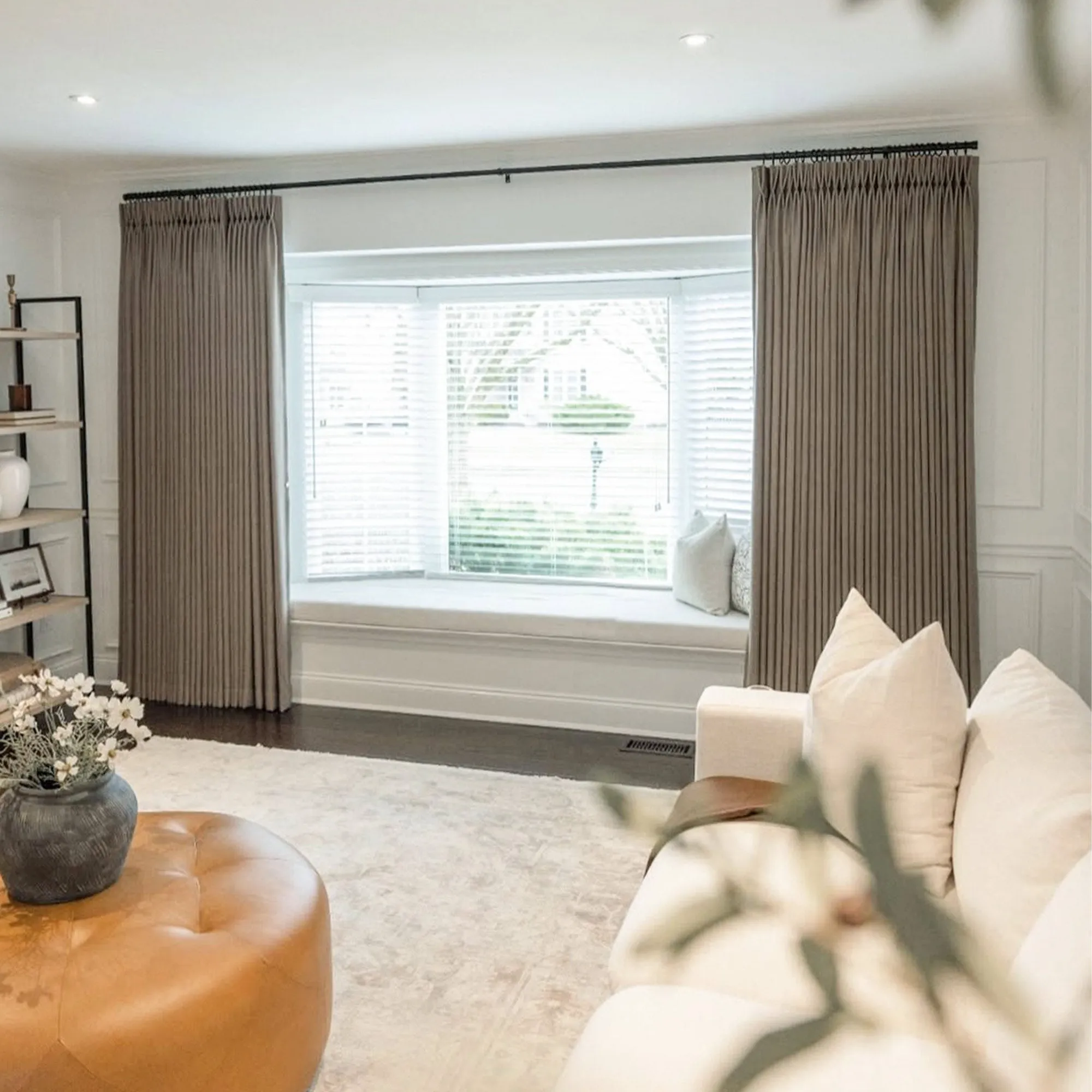 Lesley Linen Blend Curtains Olive Green