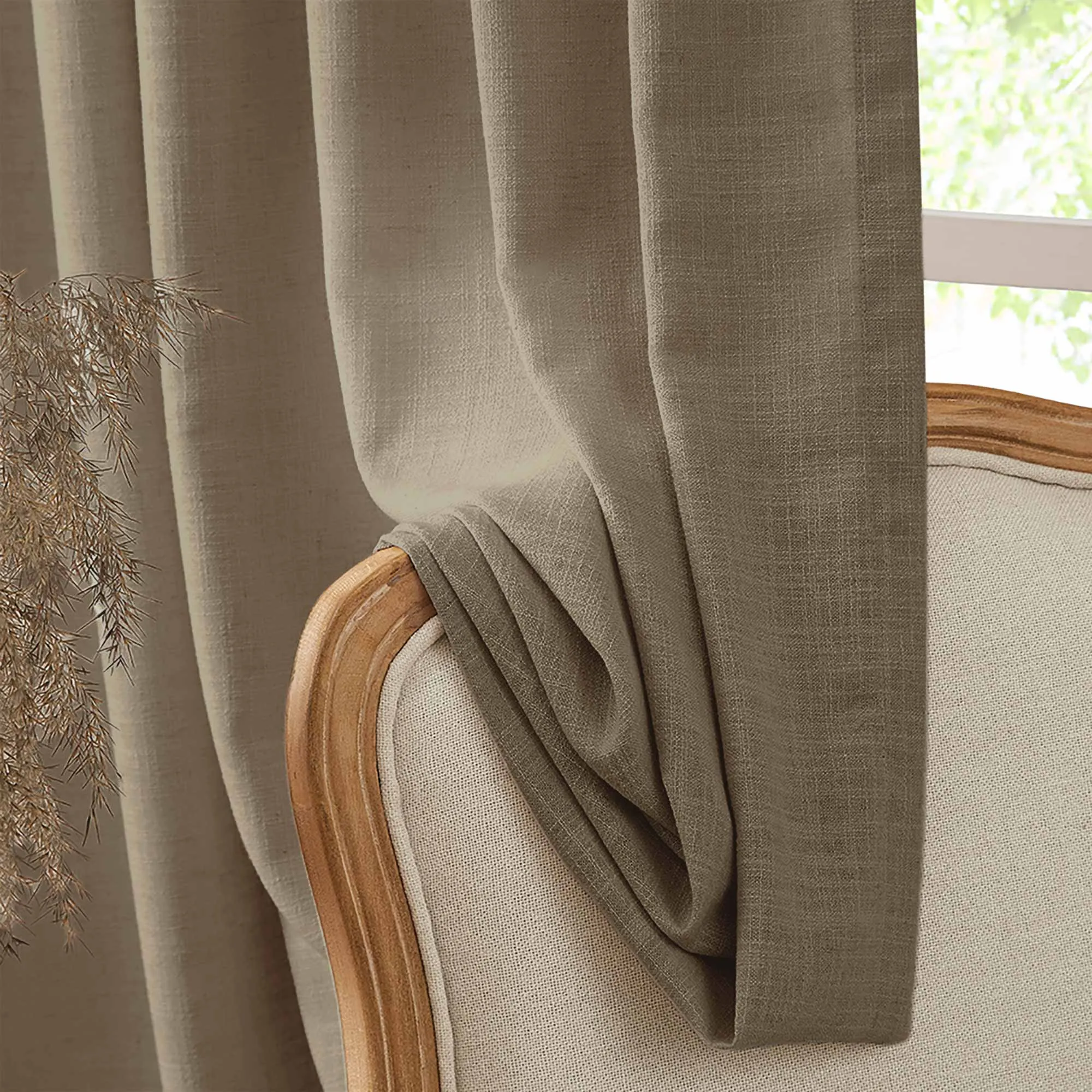 Lesley Linen Blend Curtains Olive Green