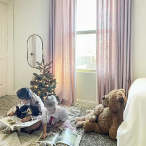 Lesley Linen Blend Curtains Pink