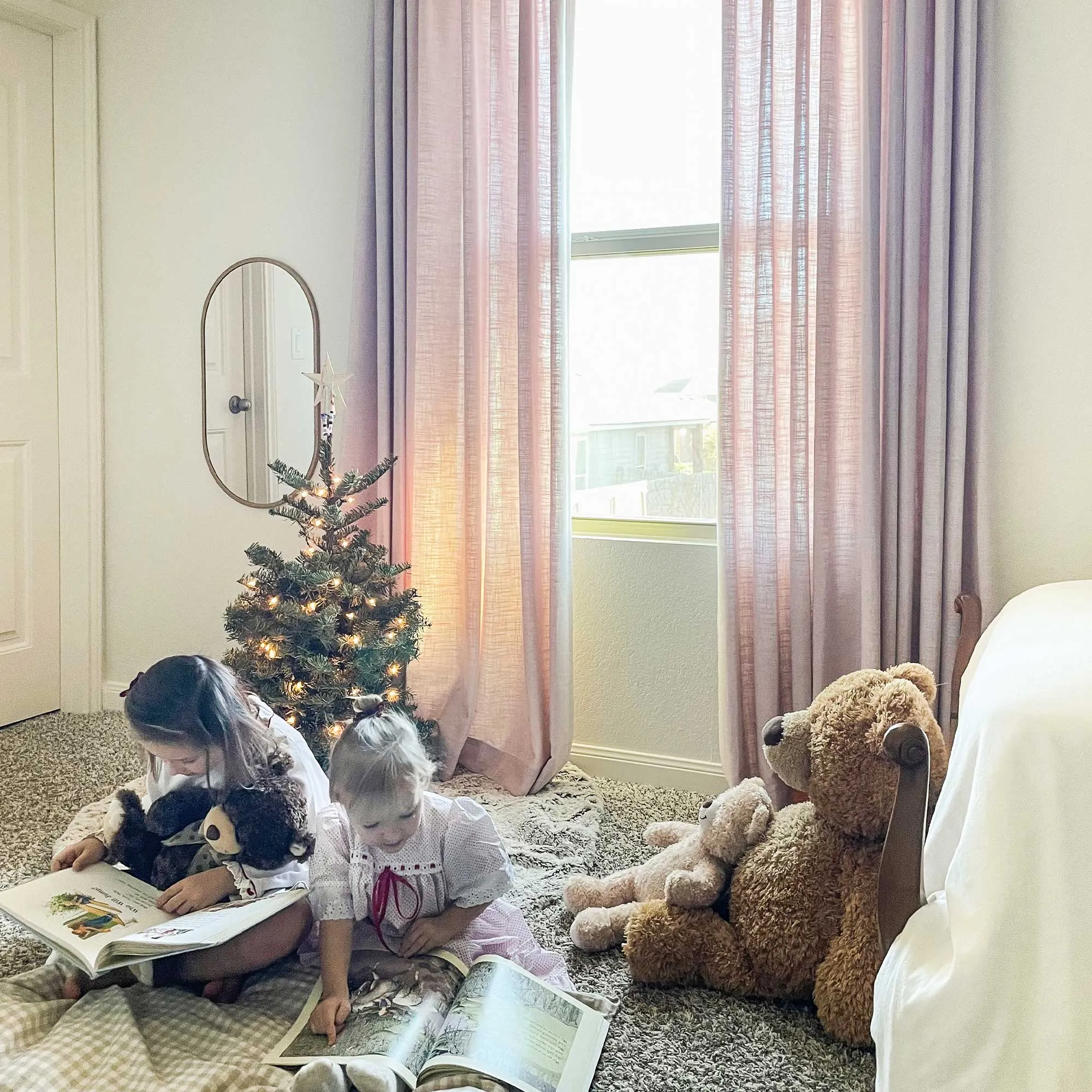 Lesley Linen Blend Curtains Pink