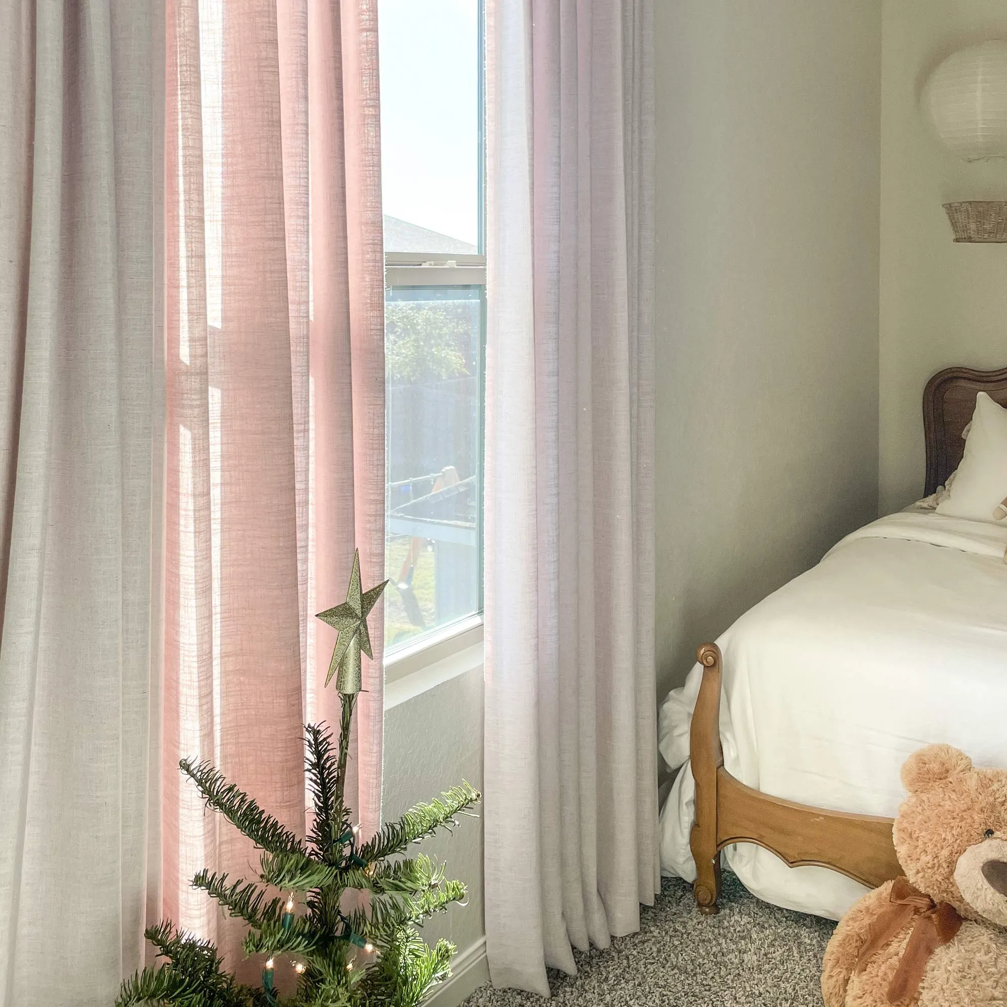 Lesley Linen Blend Curtains Pink