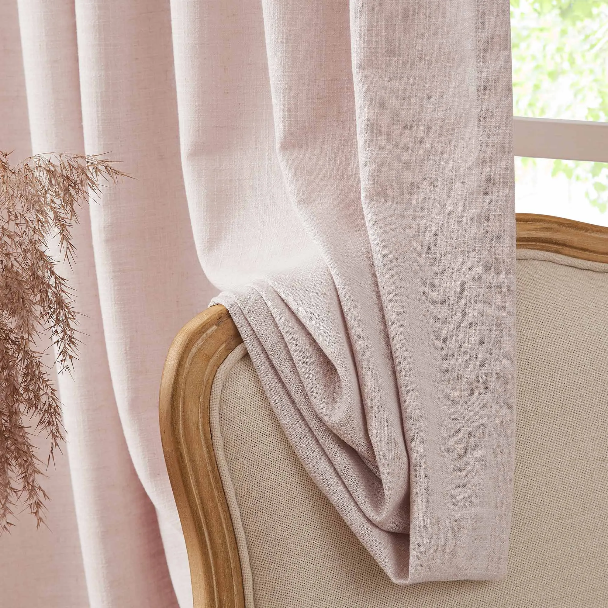 Lesley Linen Blend Curtains Pink