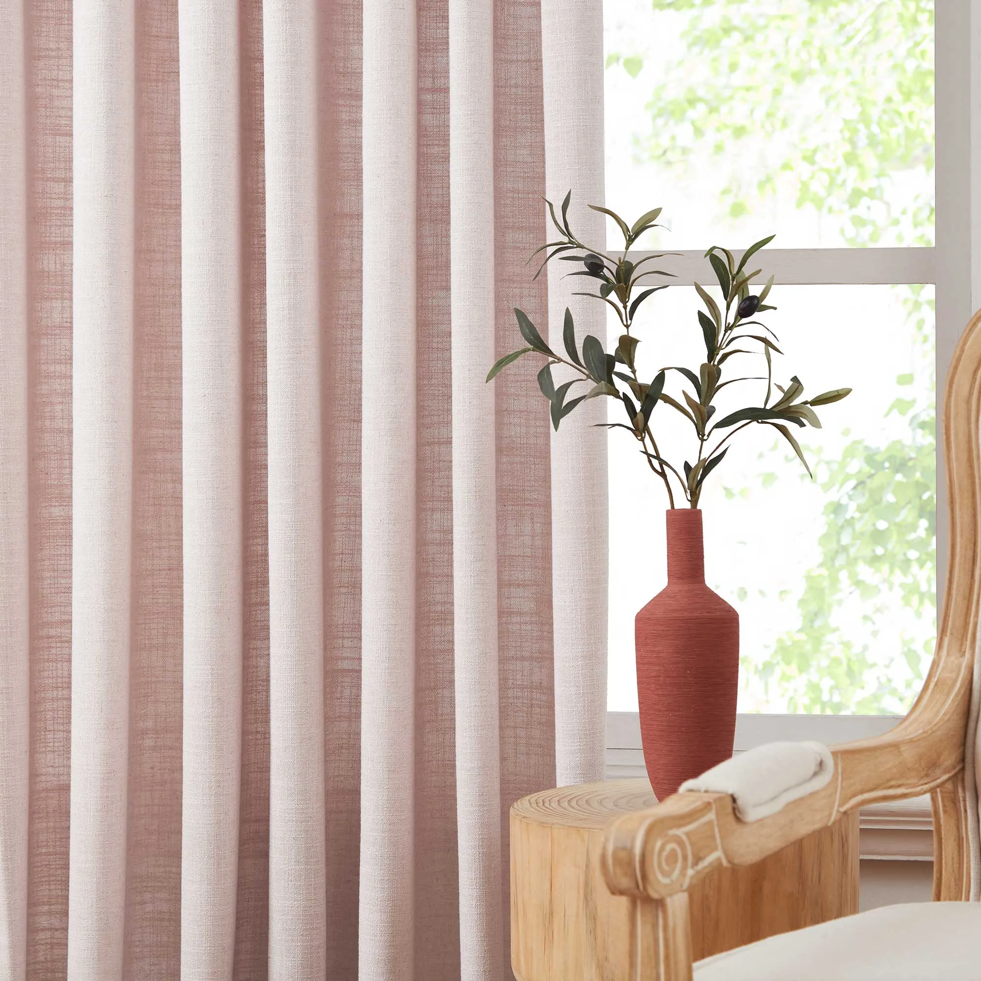 Lesley Linen Blend Curtains Pink