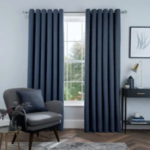 Linen Look Eyelet Blackout Lined Curtains