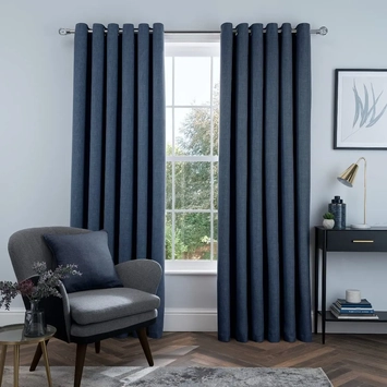 Linen Look Eyelet Blackout Lined Curtains
