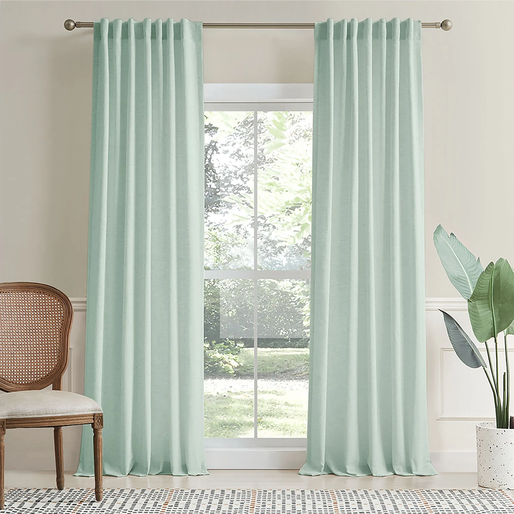 Sabrina Heavyweight Linen Curtains Dusty Aqua