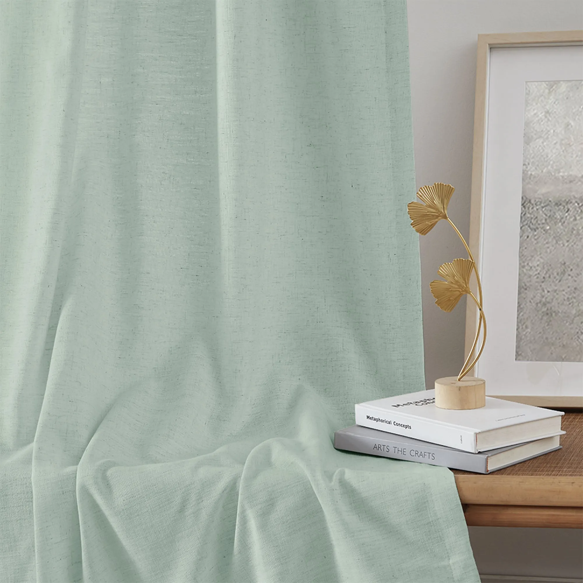 Sabrina Heavyweight Linen Curtains Dusty Aqua