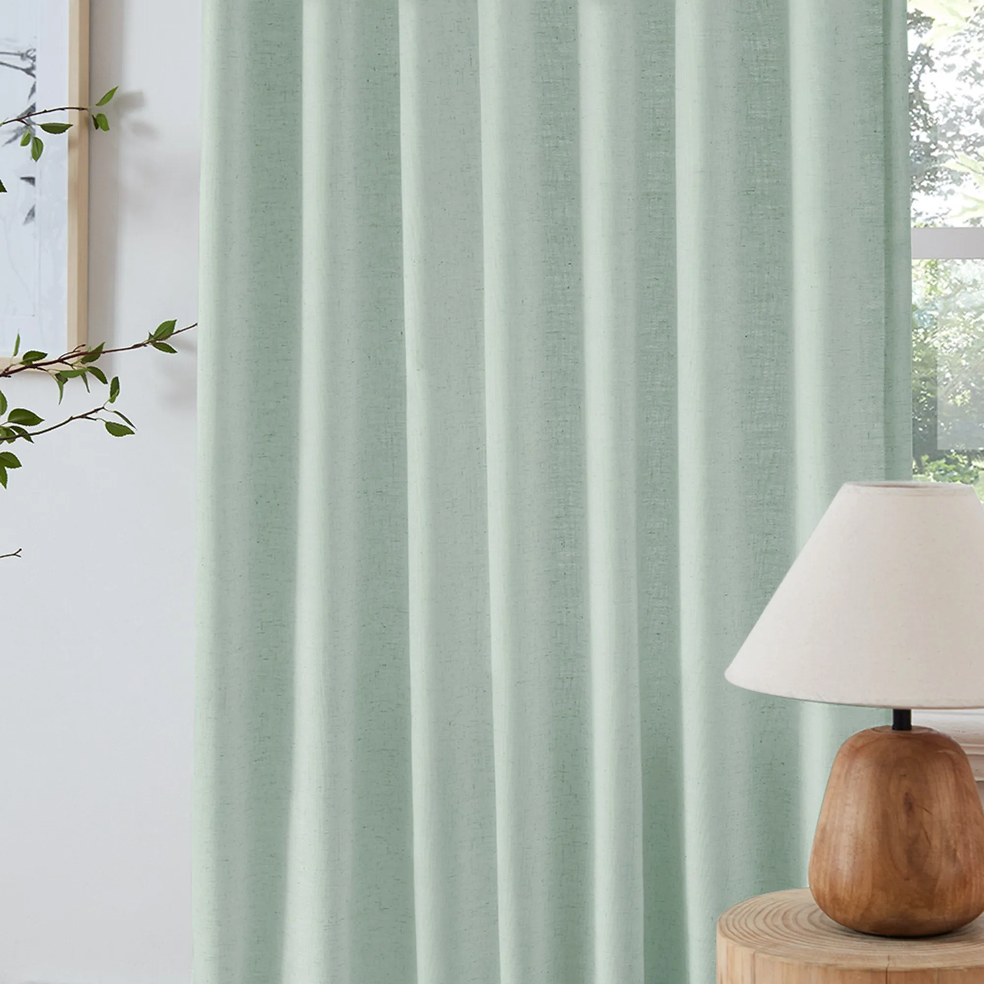 Sabrina Heavyweight Linen Curtains Dusty Aqua