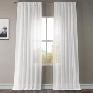White Orchid Textured Faux Linen Sheer Curtain