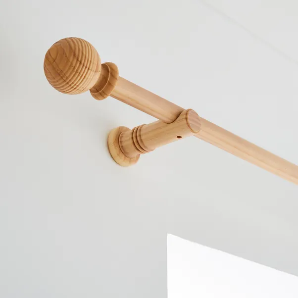 Ribbed Ball Wood Curtain Pole