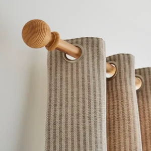 Ribbed Ball Wood Curtain Pole