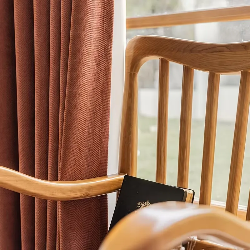 Caramel Brown Velvet Curtains Blackout Set