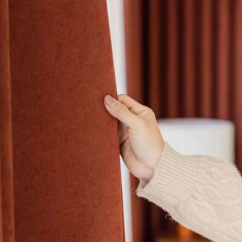 Caramel Brown Velvet Curtains Blackout Set