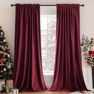 Christmas Velvet Blackout Curtain Rod Pocket