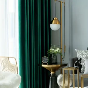Dark Green Velvet Curtains 2 Panels