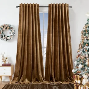 Gold Brown Velvet Curtains for Bedroom