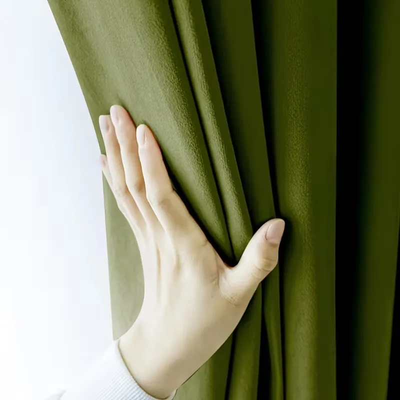 Olive Green Velvet Curtains