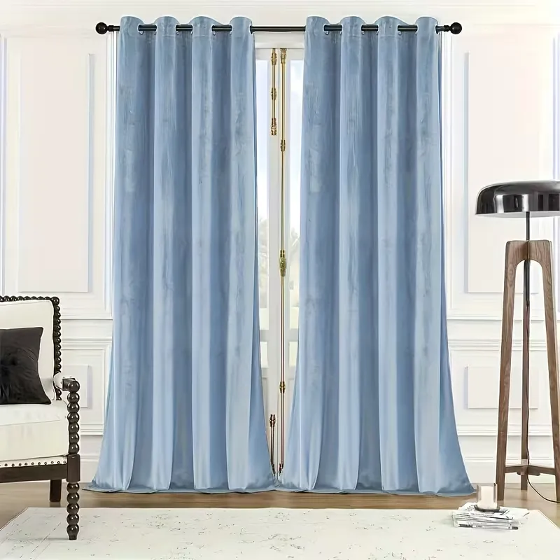 Solid Velvet Grommet Curtains
