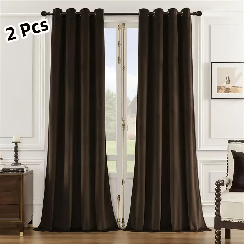 Solid Velvet Grommet Curtains
